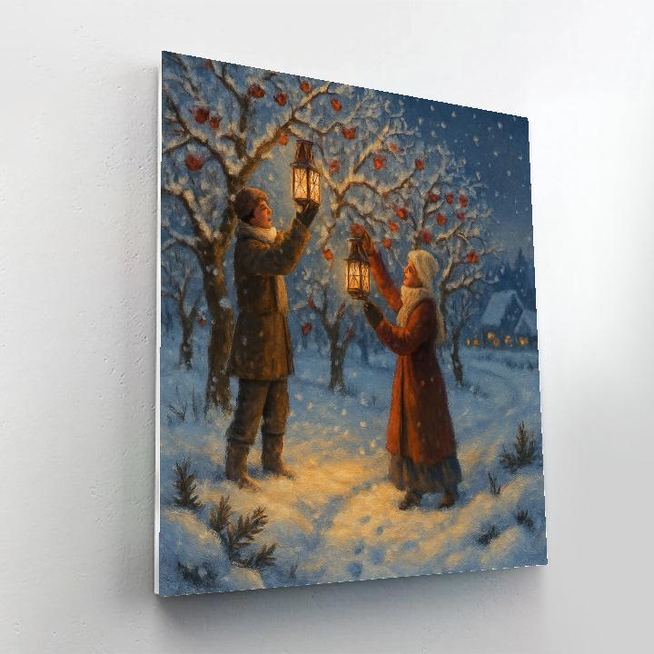 Lantern Makers In The Snowy Orchard paint by numbers