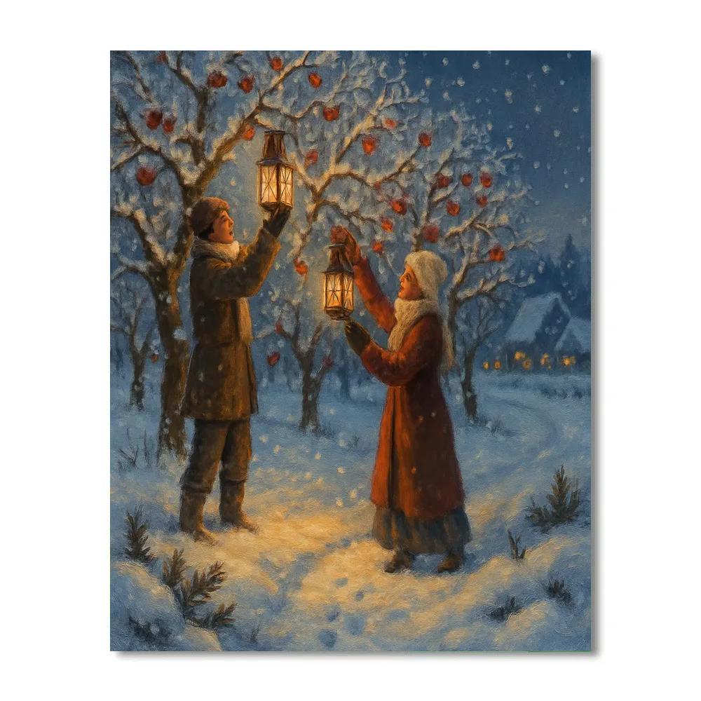 Lantern Makers In The Snowy Orchard paint by numbers