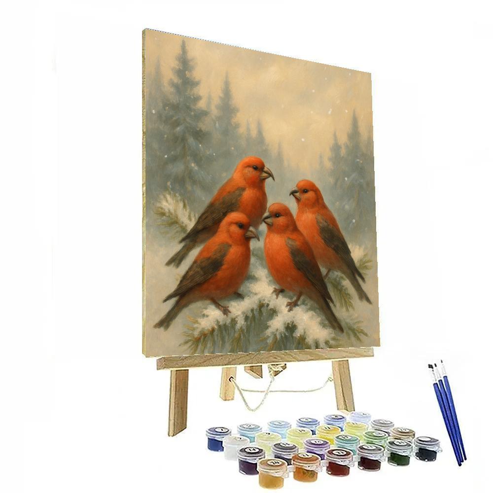 Snowy Pine Rest For Crimson Crossbills Number painting