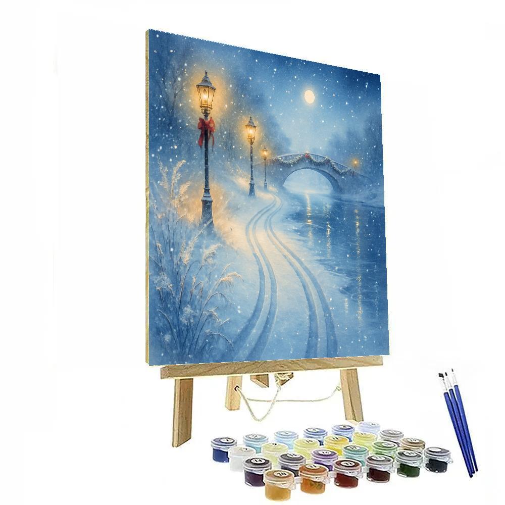 Midnight Sleigh Tracks By The Frozen River DIY paint by numbers