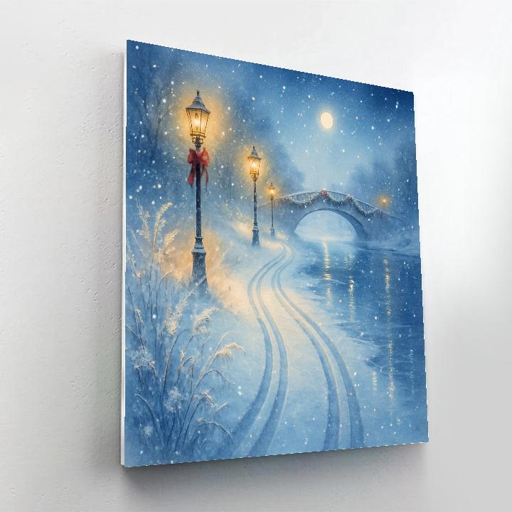Midnight Sleigh Tracks By The Frozen River DIY paint by numbers