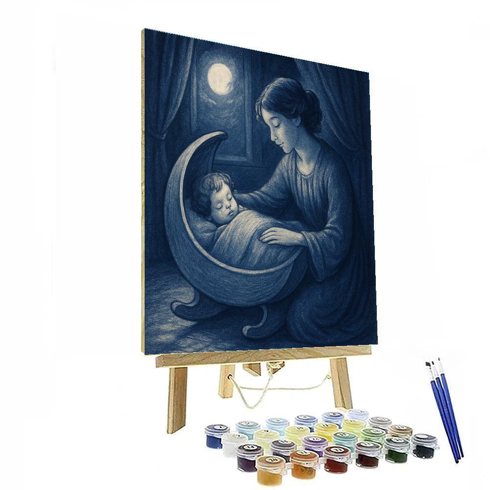 Moonlit Lullaby Cradle Number painting