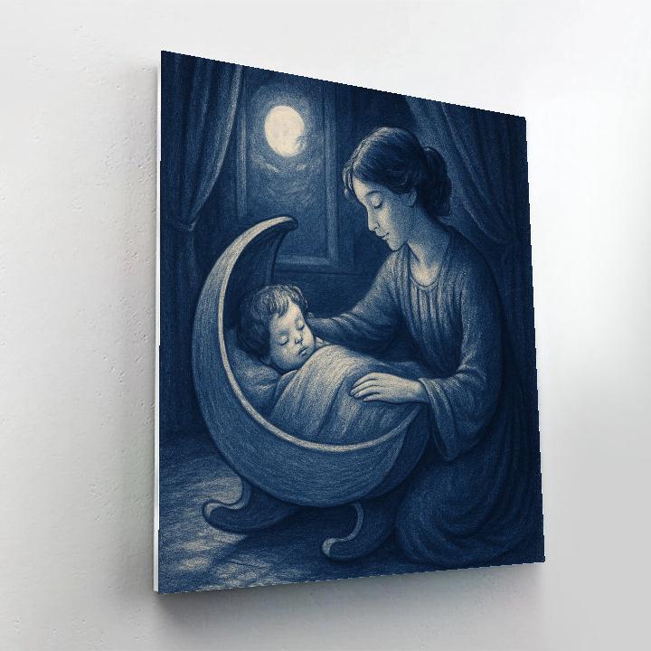 Moonlit Lullaby Cradle Number painting