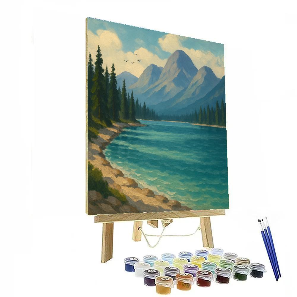 Alpine Lake With Cloud Shadow Bands paint by number