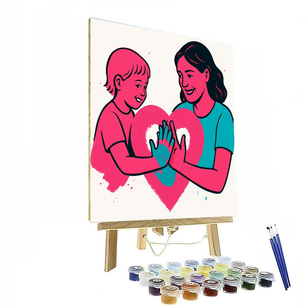 Handprints On A Heart Canvas Number painting