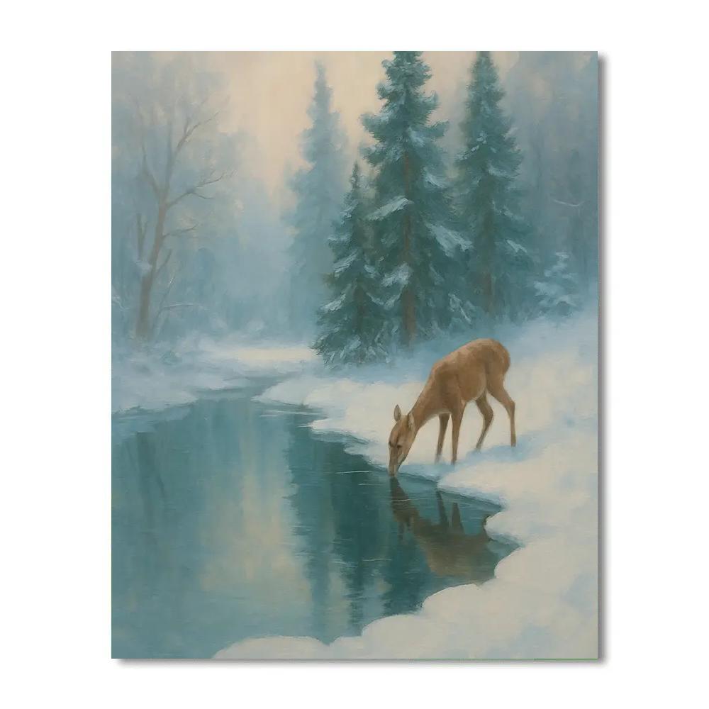 Winter Calm On A Frozen Edge Pond painting number kit