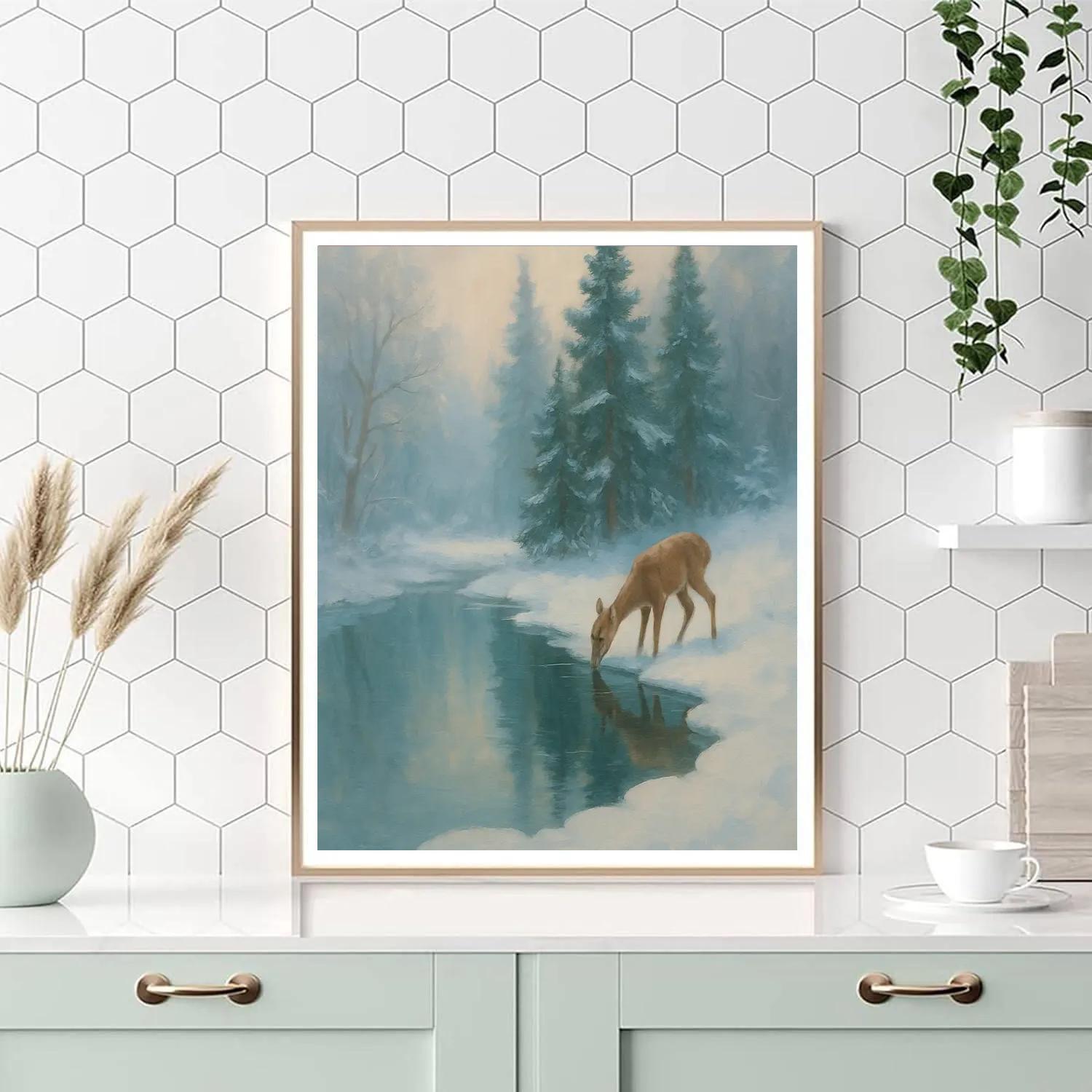 Winter Calm On A Frozen Edge Pond painting number kit