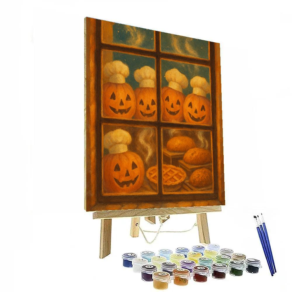 Jack O Lantern Bakery Window Glow painting number kit