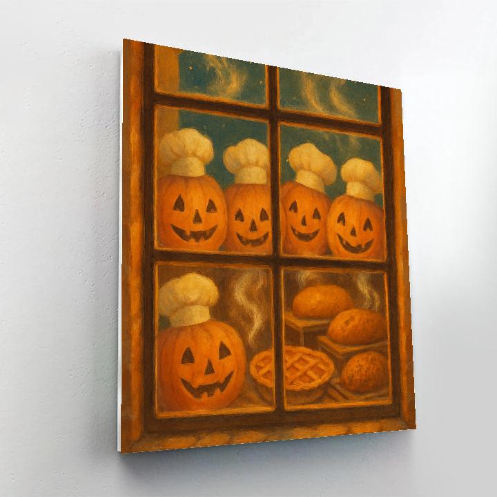 Jack O Lantern Bakery Window Glow painting number kit