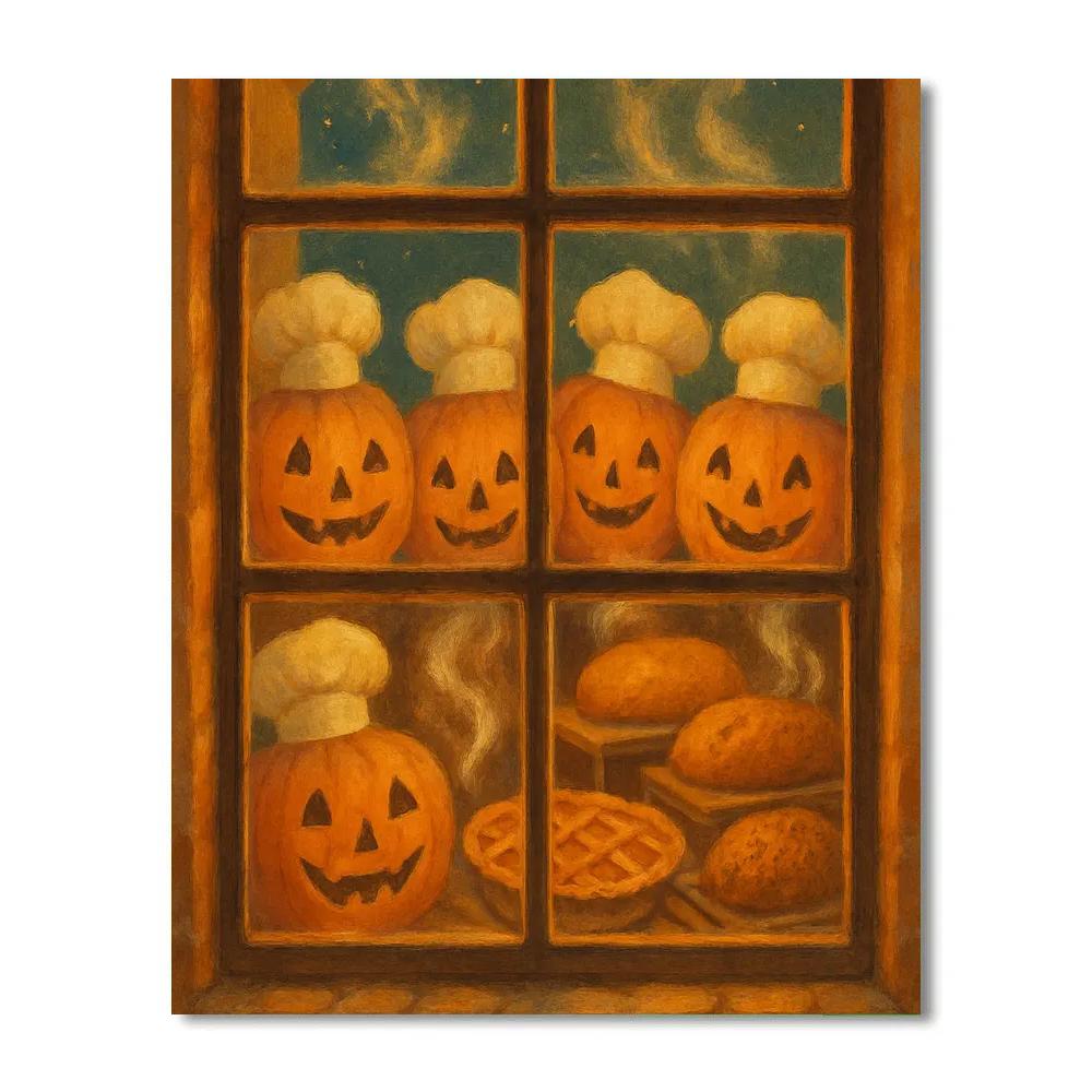 Jack O Lantern Bakery Window Glow painting number kit
