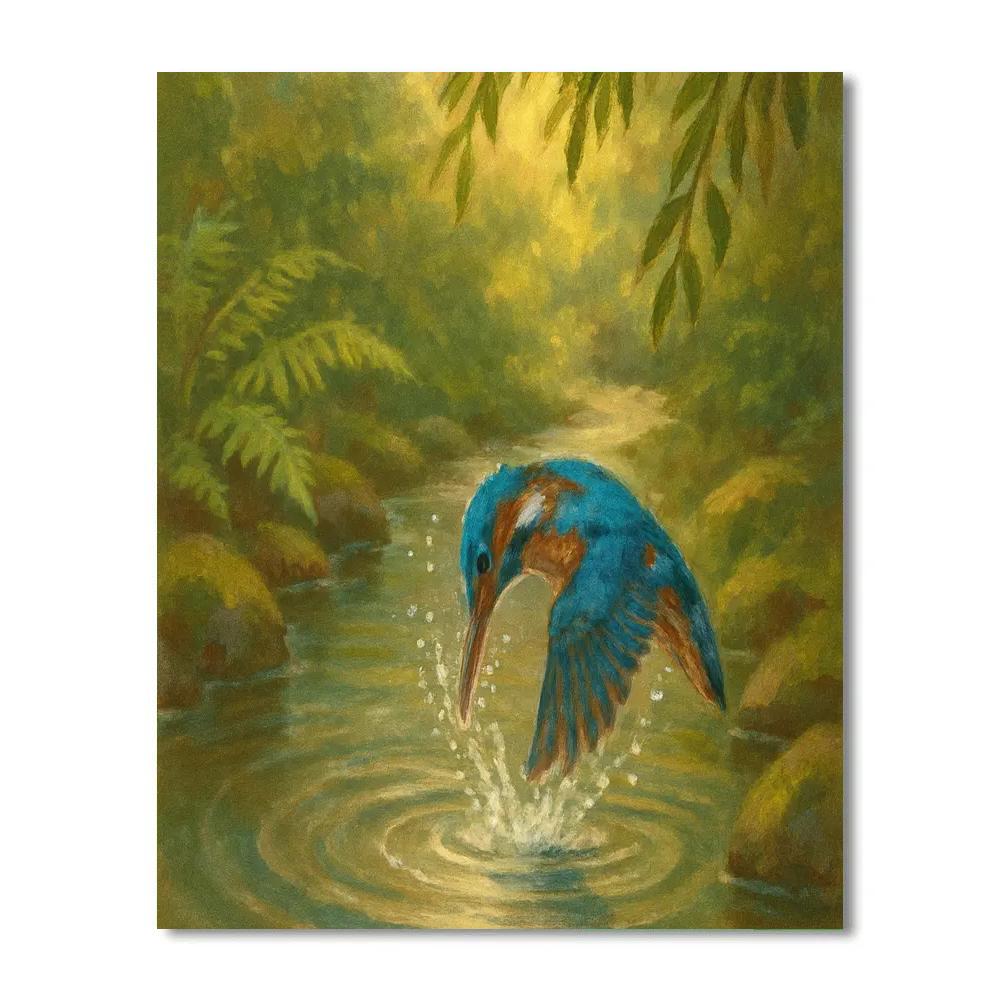 Kingfisher Splash In A Quiet Creek Bend Paint by numbers kits