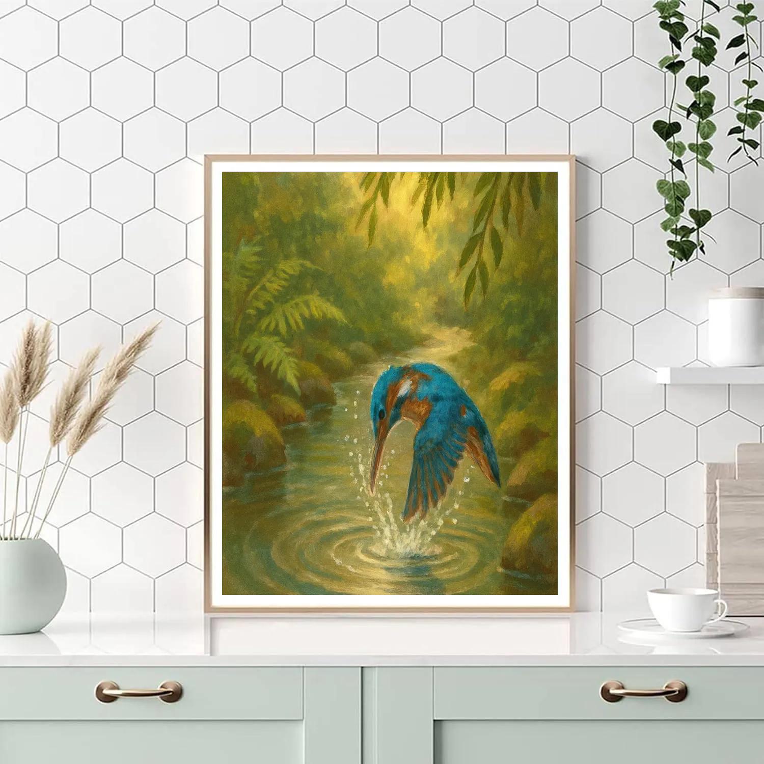 Kingfisher Splash In A Quiet Creek Bend Paint by numbers kits
