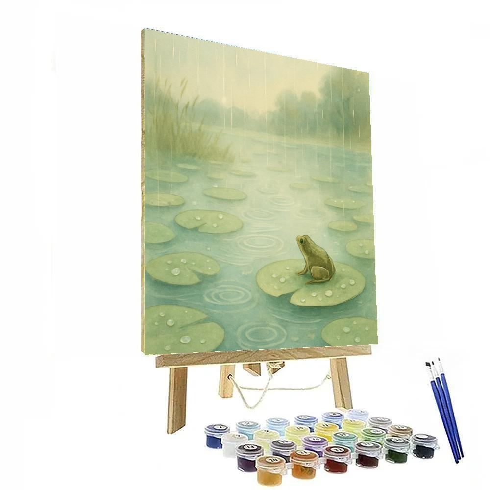 Spring Rain Ripples By The Lily Pads Number painting