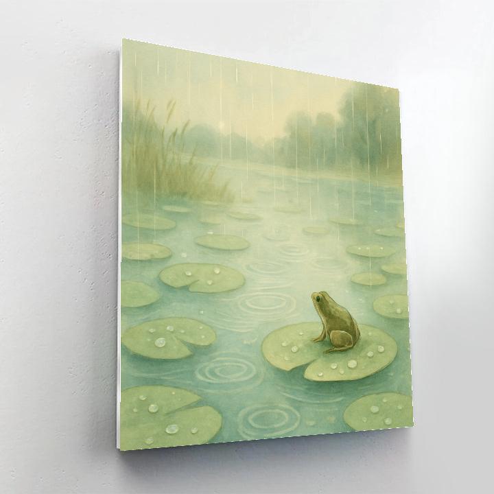 Spring Rain Ripples By The Lily Pads Number painting