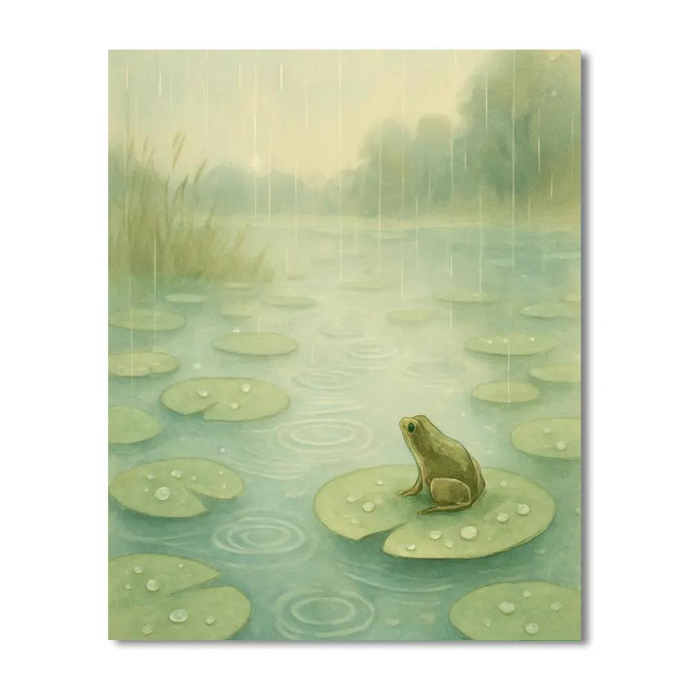 Spring Rain Ripples By The Lily Pads Number painting