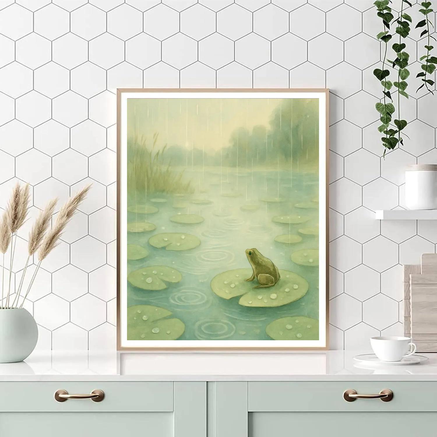Spring Rain Ripples By The Lily Pads Number painting