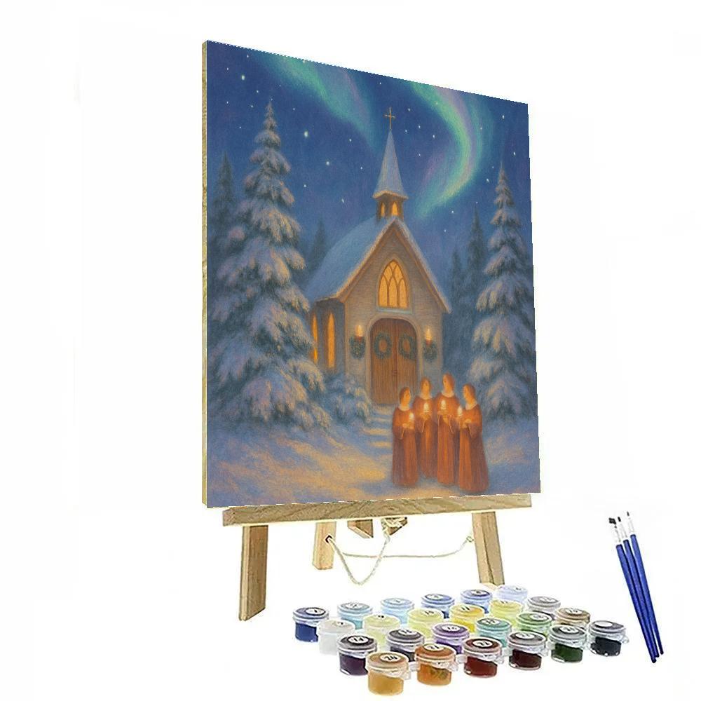 Aurora Choir Over The Winter Chapel Painting by numbers kit