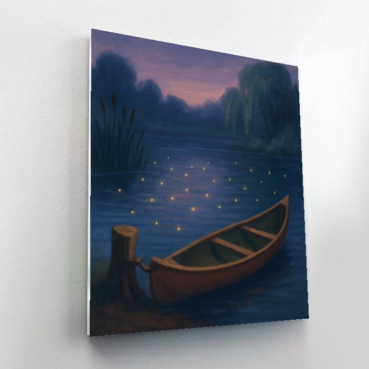 Twilight Canoe Under Firefly Glow painting number kit