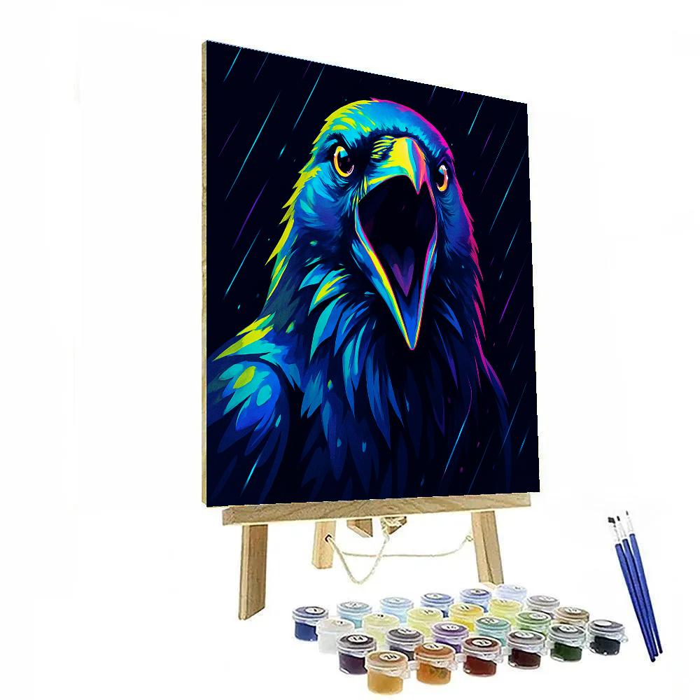 Electric Rain Raven paint by number