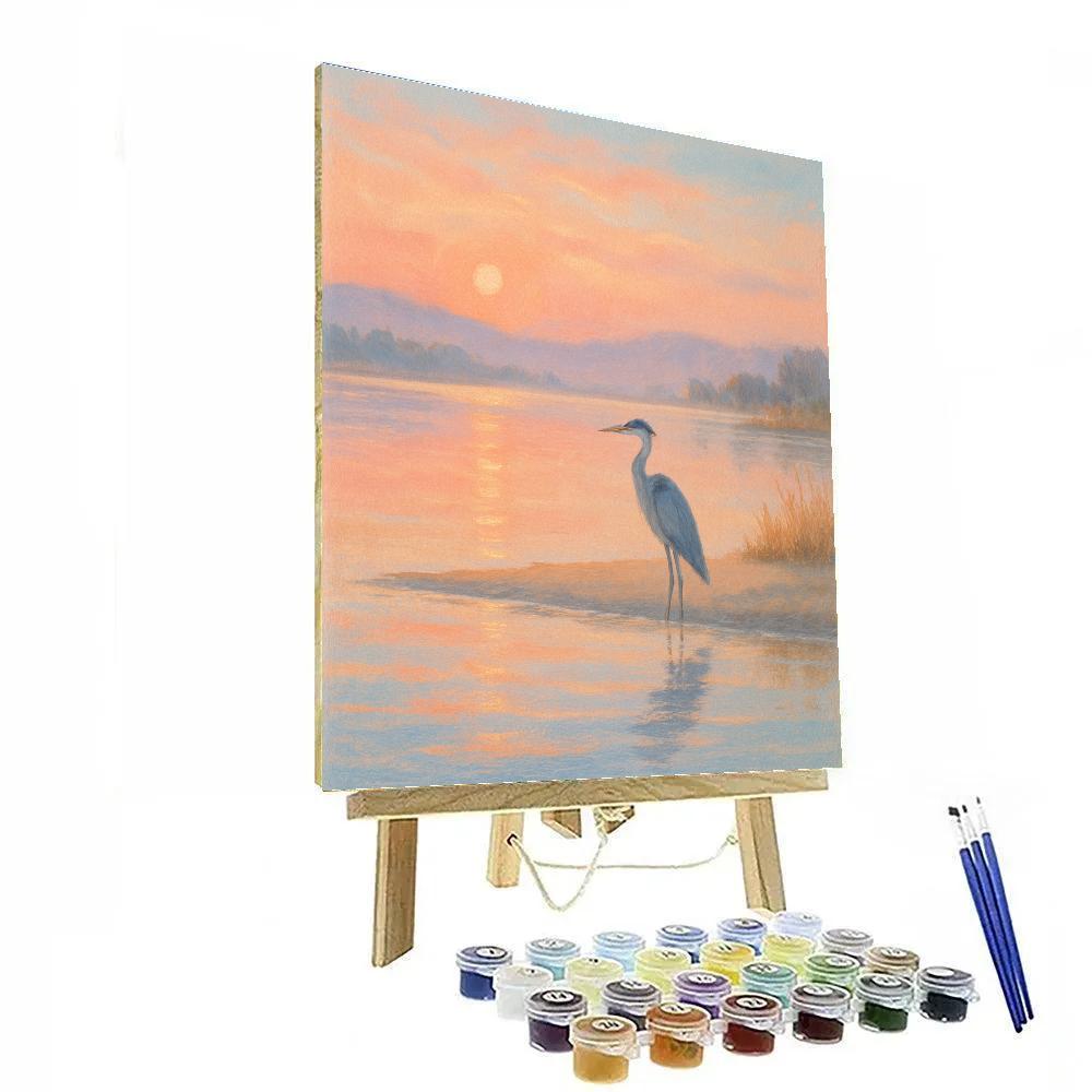 Sunrise Over Sandbar And Quiet Heron DIY paint by numbers