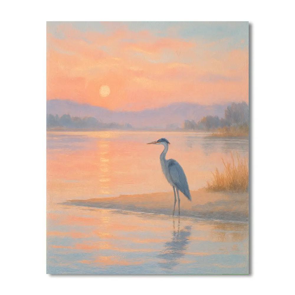 Sunrise Over Sandbar And Quiet Heron DIY paint by numbers