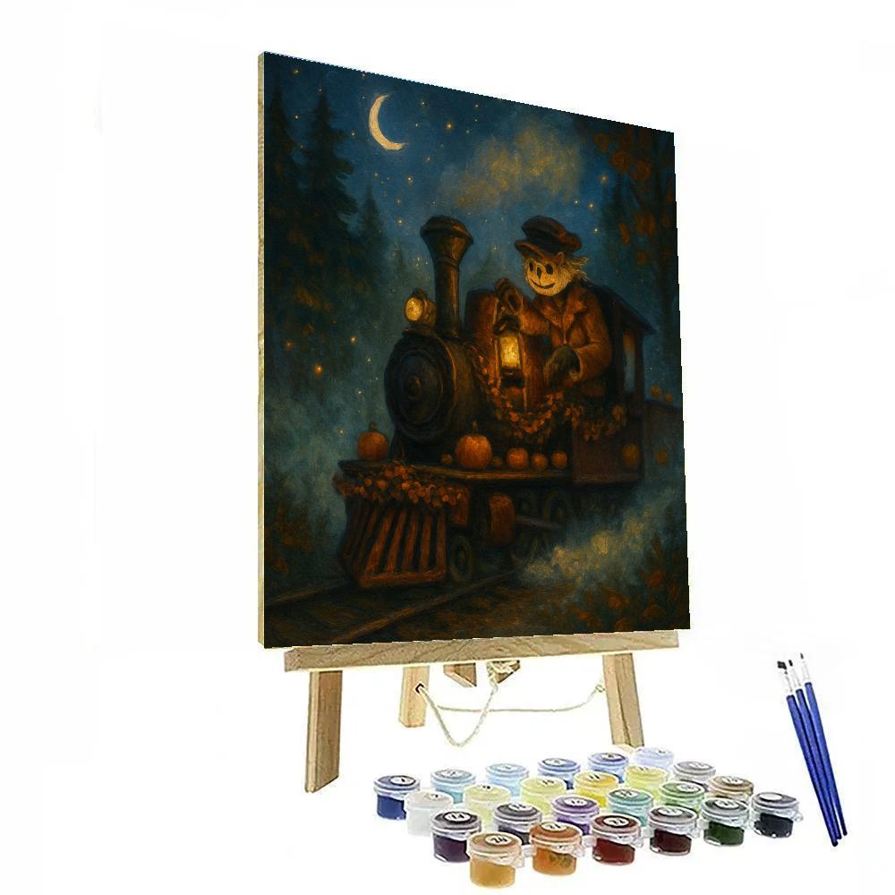 Autumn Train Through The Enchanted Fog Number painting