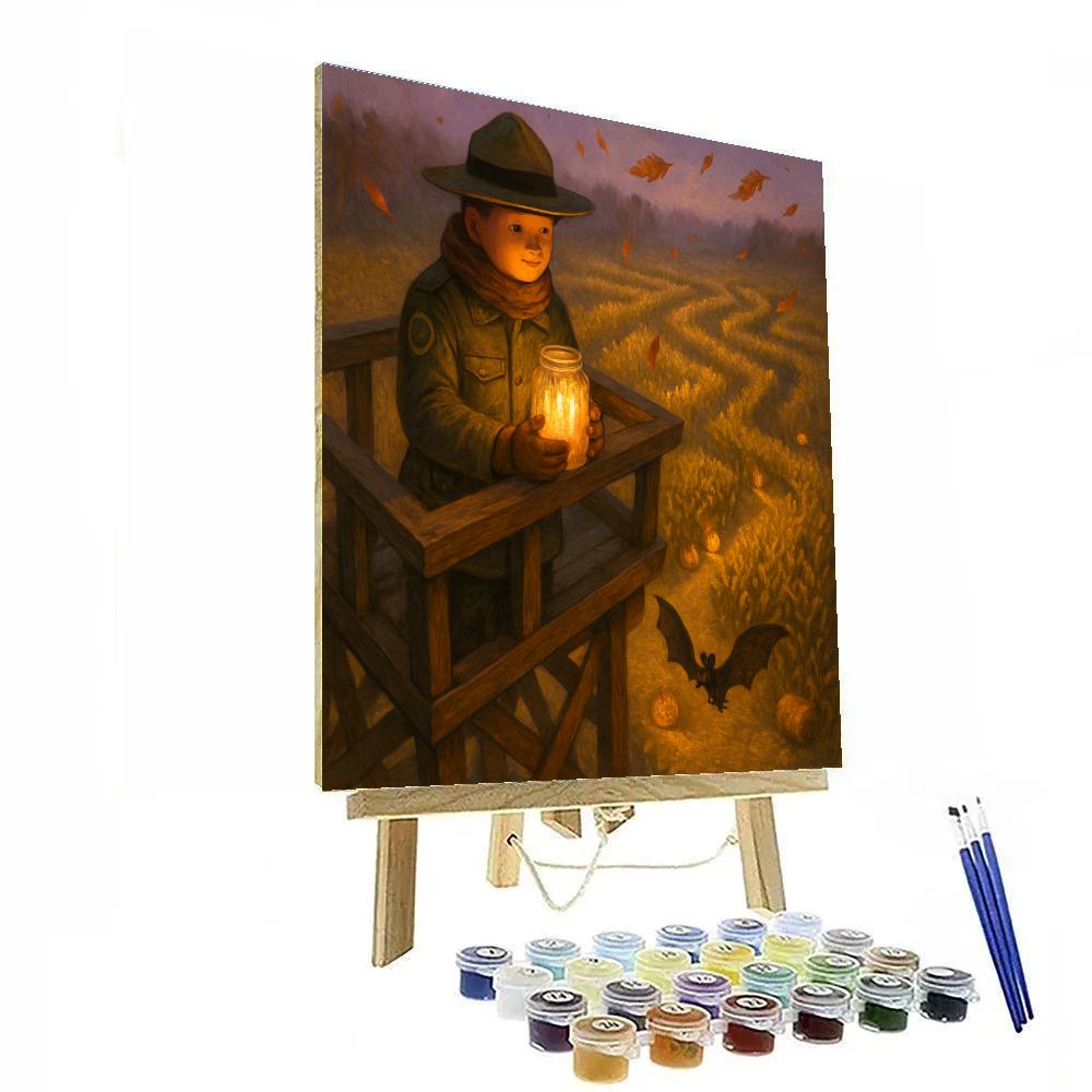 Candlelit Corn Maze Watchtower Paint by numbers art