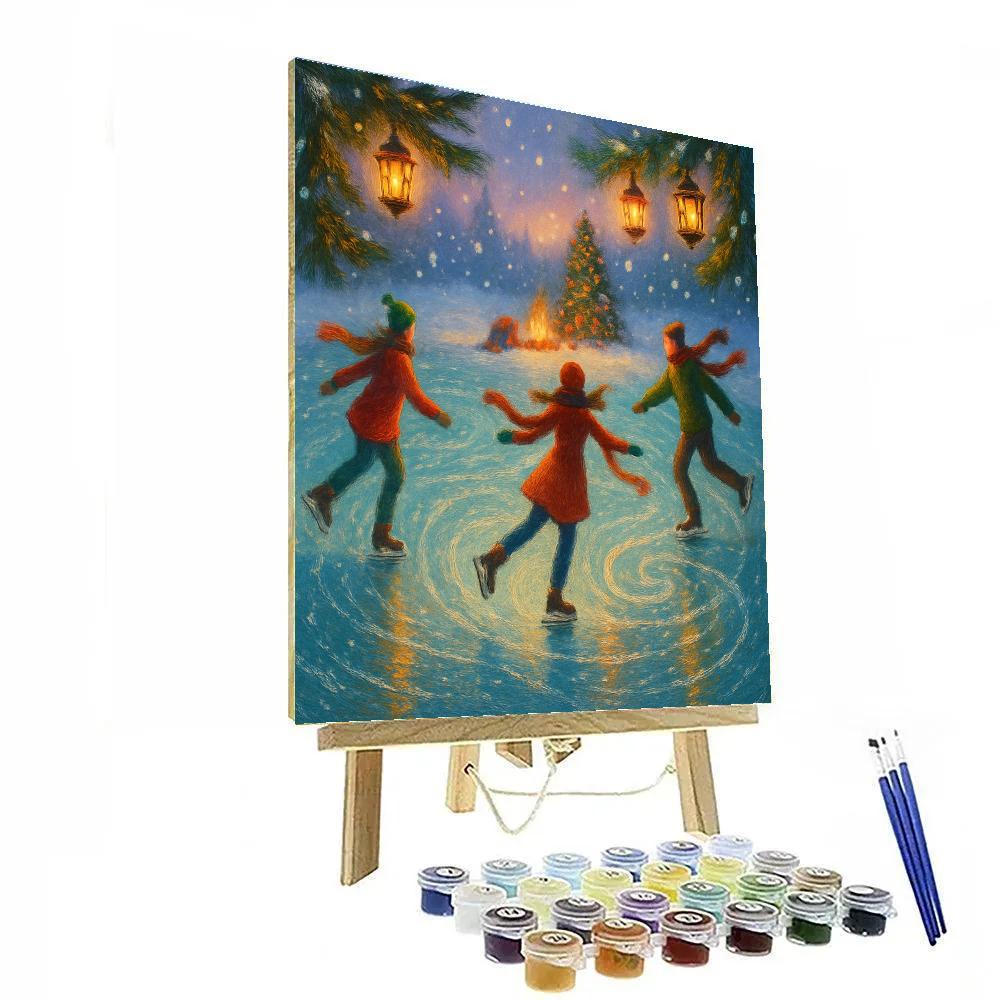 Twilight Skaters On The Crystal Pond paint by numbers