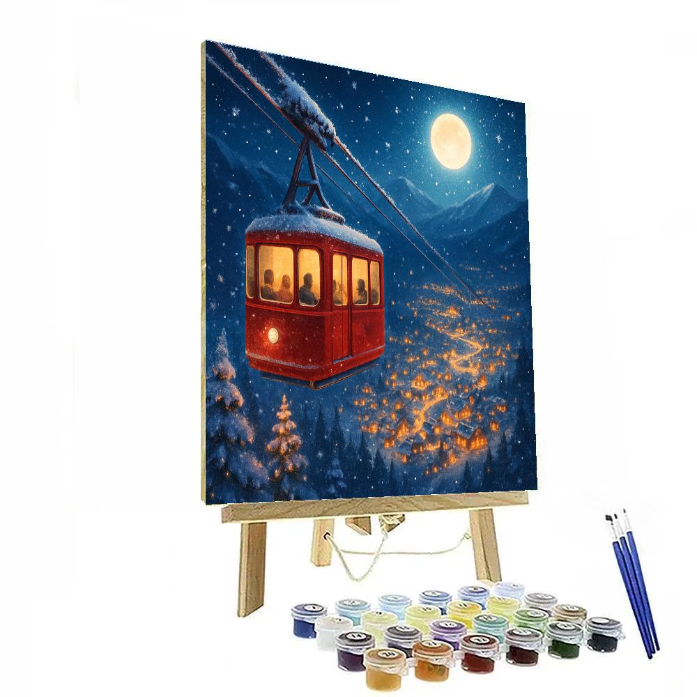 Mountain Tram Through The Snow Globe Valley Numbered painting kits