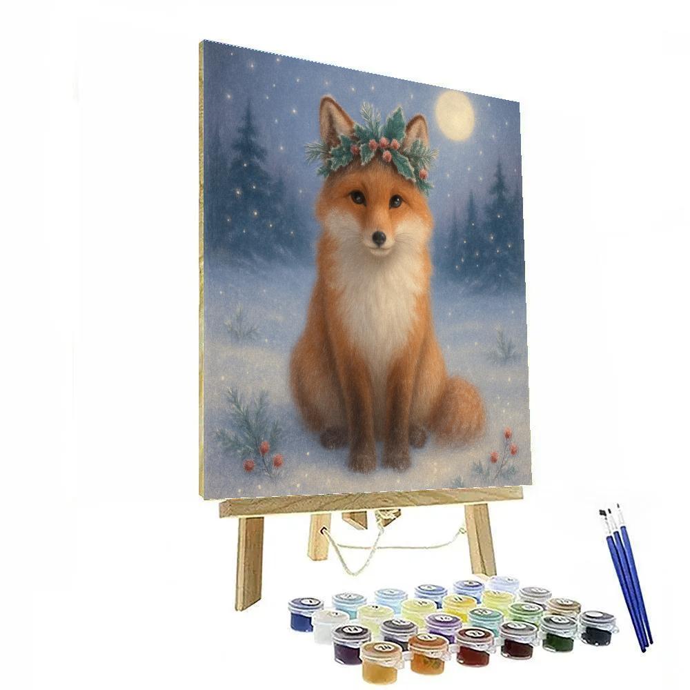 Holly Crowned Fox In The Silent Snowfield paint by color