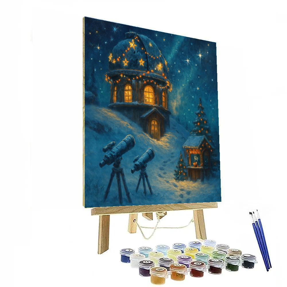 North Pole Observatory With Star Garland Paint by numbers kits