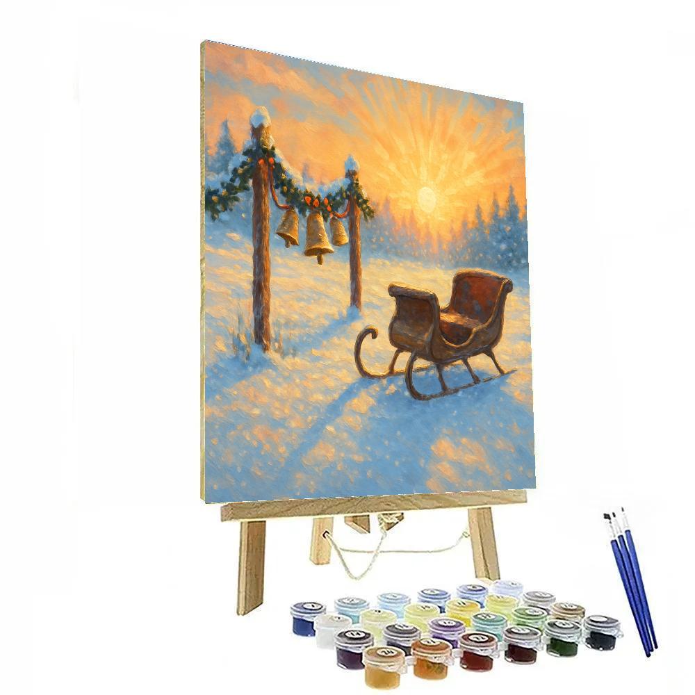 Golden Sunrise Over The Sleigh Bell Meadow Painting by numbers kit