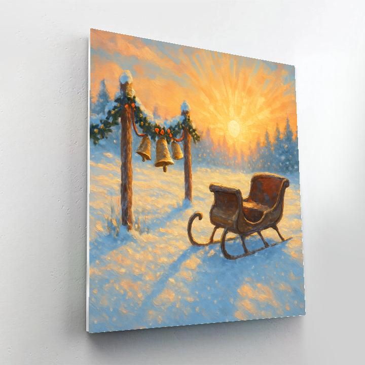 Golden Sunrise Over The Sleigh Bell Meadow Painting by numbers kit