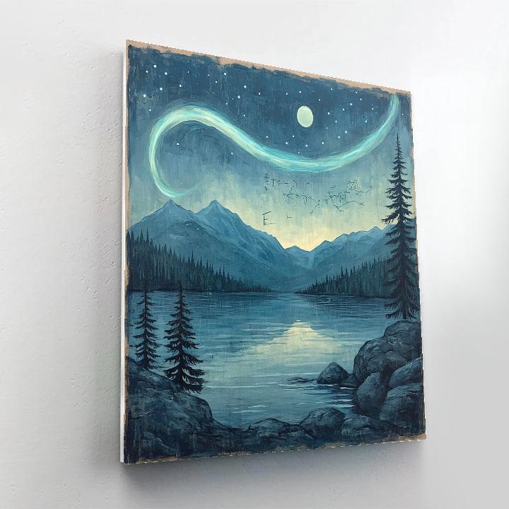 Leonardo Da Vinci Inspired Aurora Over Alpine Lake paint by color