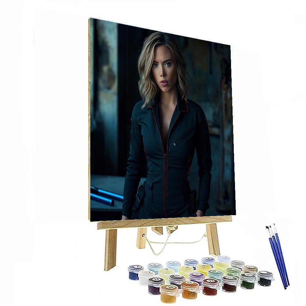 Scarlett Johansson Midnight Poise Of The Black Widow paint by numbers