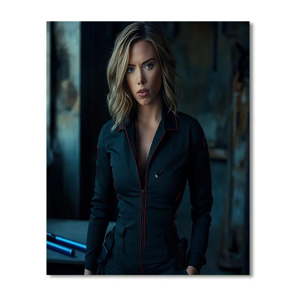Scarlett Johansson Midnight Poise Of The Black Widow paint by numbers