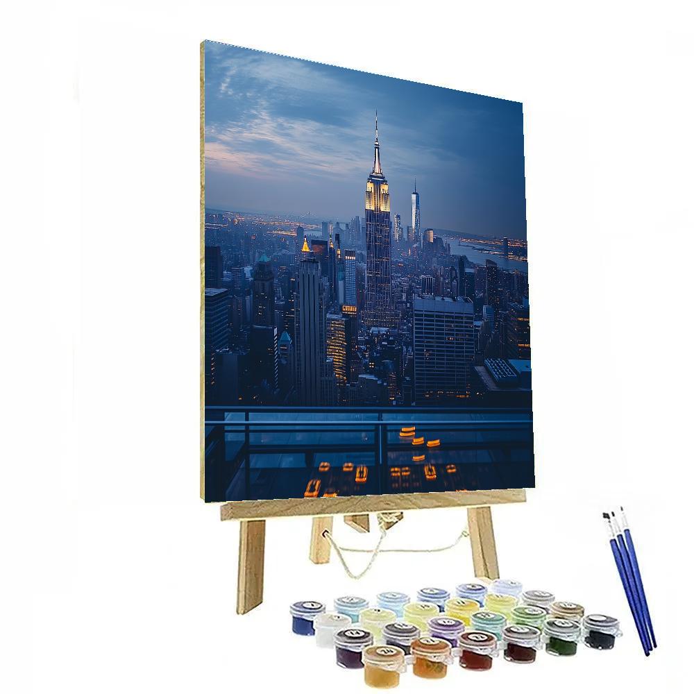 Rooftop View Of The Empire State Building At Blue Hour New York City United States painting number kit