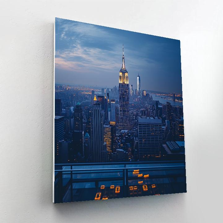 Rooftop View Of The Empire State Building At Blue Hour New York City United States painting number kit