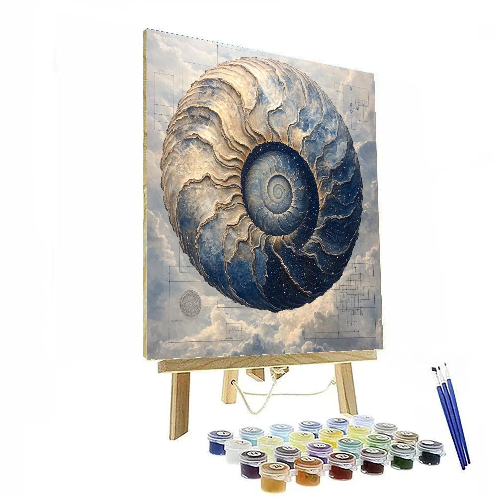 Leonardo Da Vinci Inspired Fossil Spiral Nebula Study DIY paint by numbers