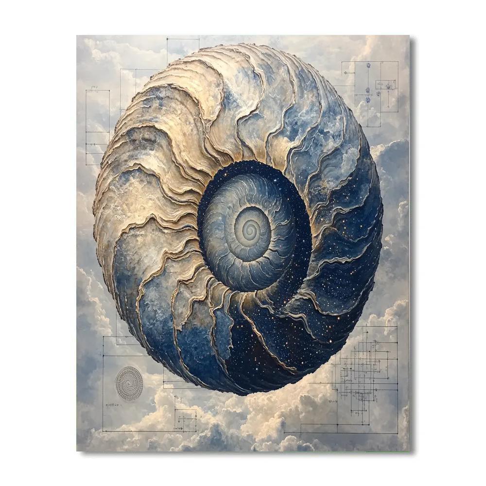 Leonardo Da Vinci Inspired Fossil Spiral Nebula Study DIY paint by numbers