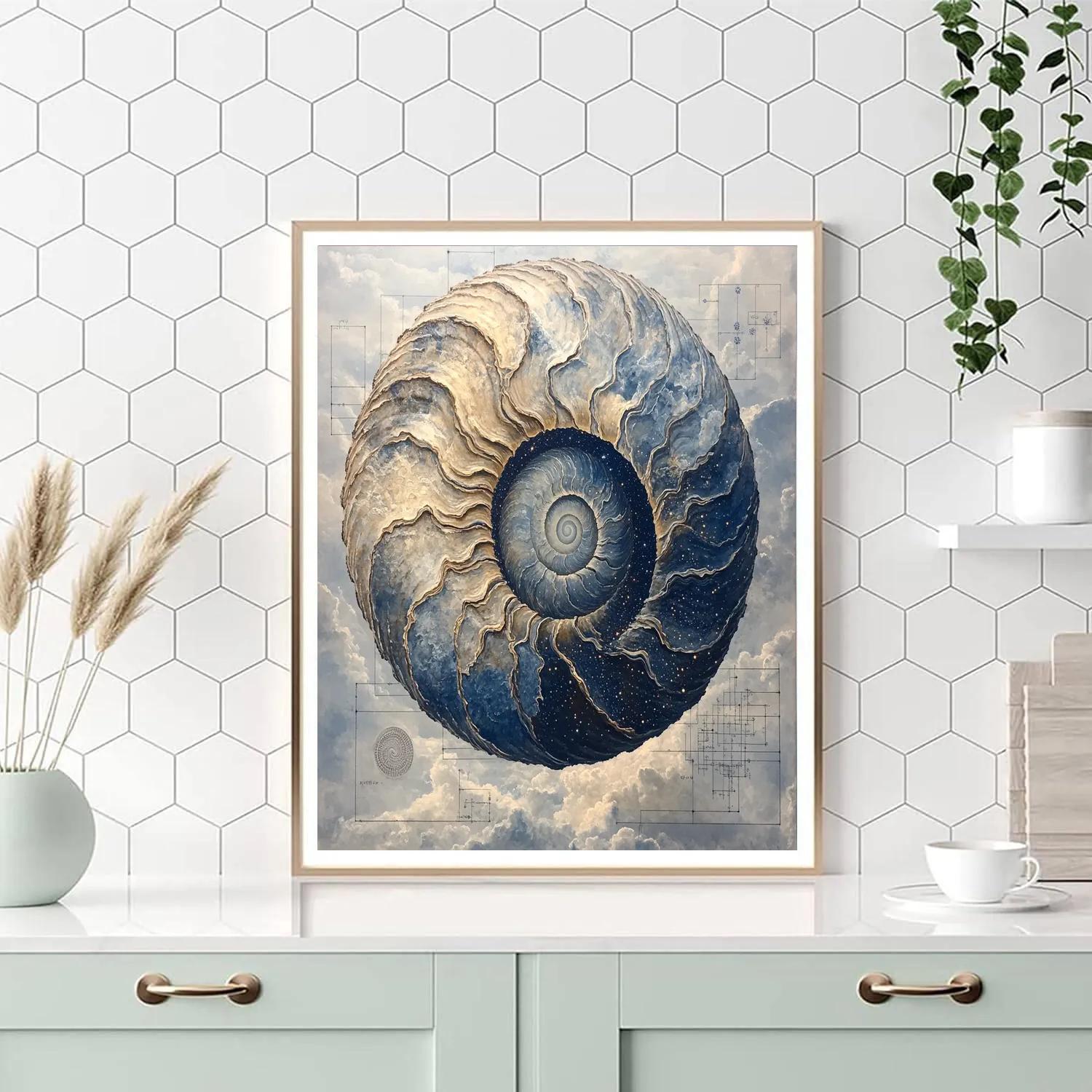 Leonardo Da Vinci Inspired Fossil Spiral Nebula Study DIY paint by numbers