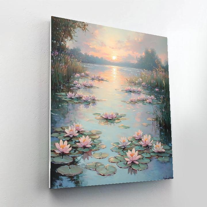 Claude Monet Inspired Water Lilies At Sunrise paint by number
