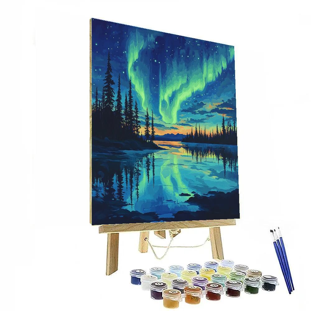 Frederick Varley Inspired Aurora Over Silent Shield Lake Paint by numbers kits