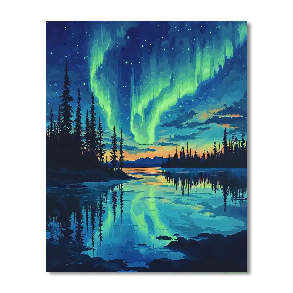 Frederick Varley Inspired Aurora Over Silent Shield Lake Paint by numbers kits
