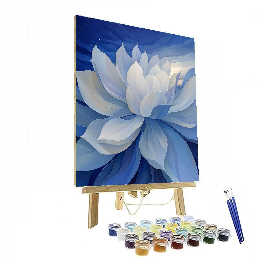 Georgia OKeeffe Inspired Moonlit Yucca Blossom In Indigo Sky paint by color