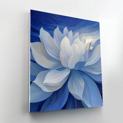 Georgia OKeeffe Inspired Moonlit Yucca Blossom In Indigo Sky paint by color