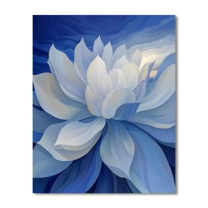 Georgia OKeeffe Inspired Moonlit Yucca Blossom In Indigo Sky paint by color