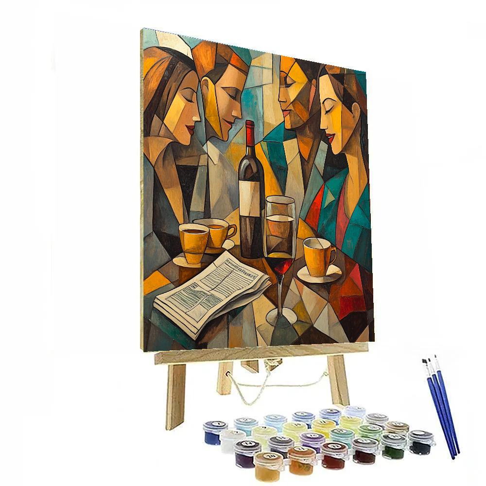 Pablo Picasso Inspired Abstract Cafe Friends paint by color