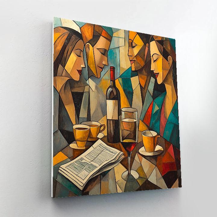 Pablo Picasso Inspired Abstract Cafe Friends paint by color