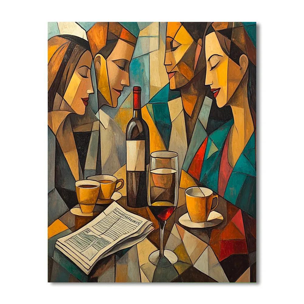 Pablo Picasso Inspired Abstract Cafe Friends paint by color